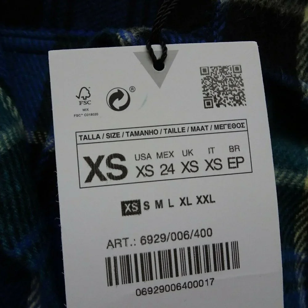 NWT Zara Women's Oversized Plaid Overshirt Top Wool Blend LS Made in Spain XS - Picture 7 of 12